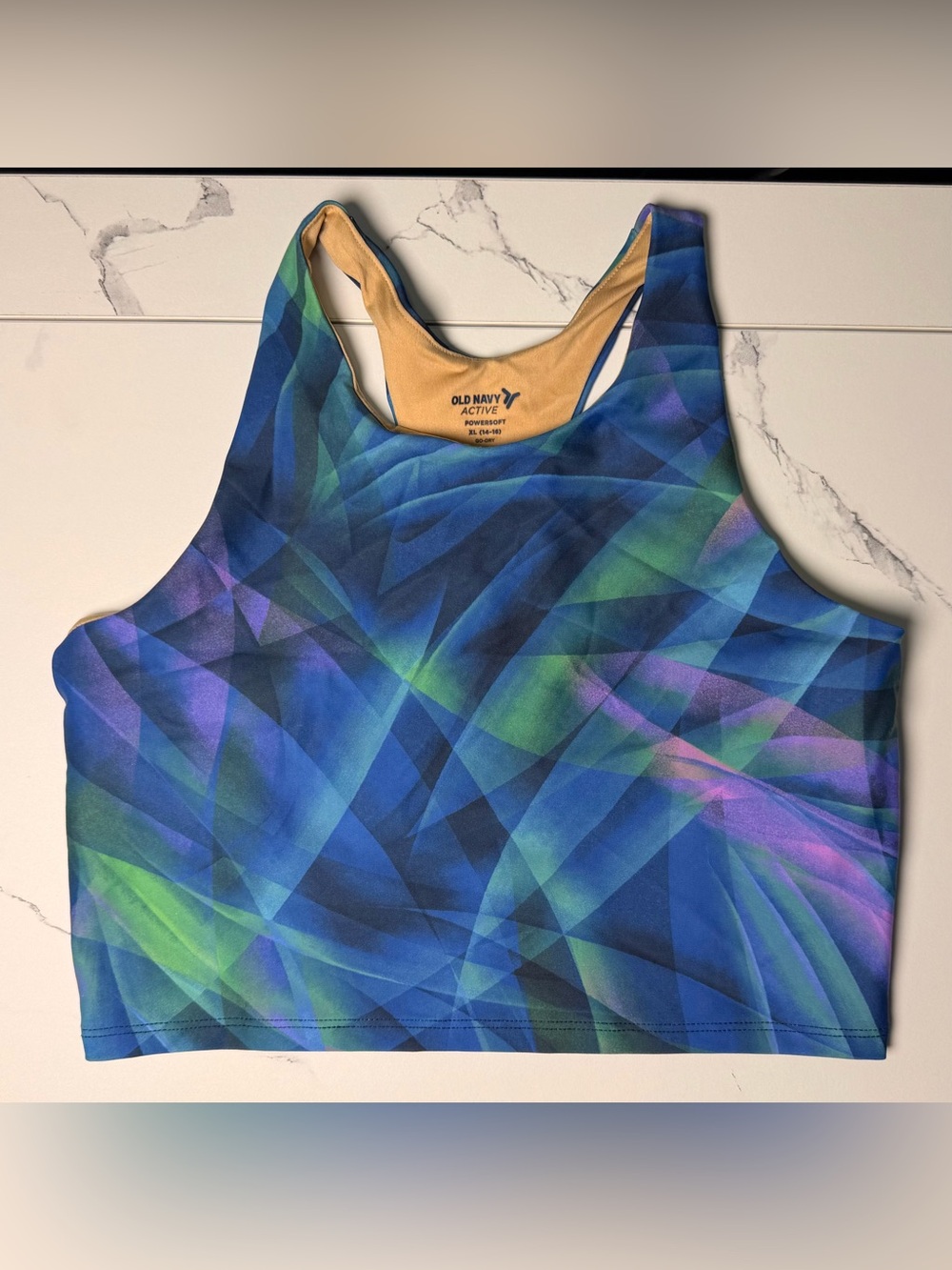 Old Navy Active Blue, Green & Purple Geometric Racerback Tank